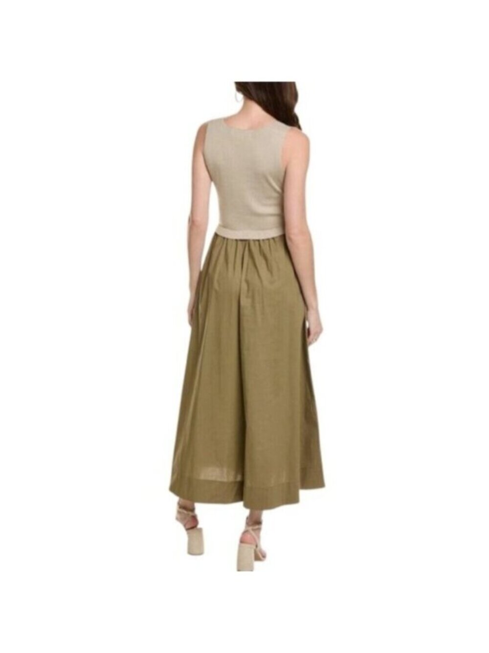 NWT TAYLOR Olive Green Poplin Skirt Midi Dress - Picture 3 of 15